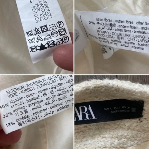 ZARA Metallic ECRU Gold Textured Tweed Double Breasted Frock Blazer - Picture 11 of 13